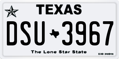 TX license plate DSU3967