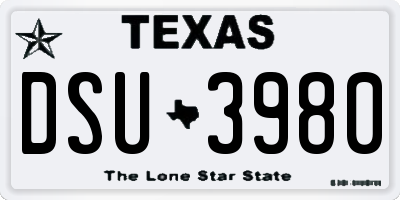 TX license plate DSU3980