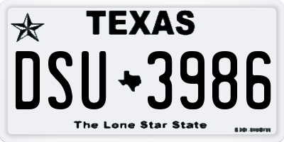 TX license plate DSU3986
