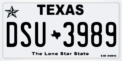 TX license plate DSU3989