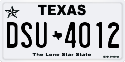 TX license plate DSU4012