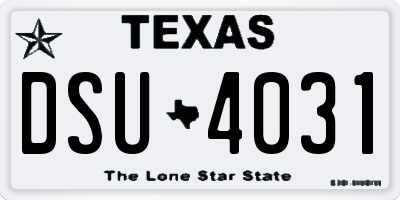 TX license plate DSU4031