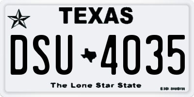 TX license plate DSU4035