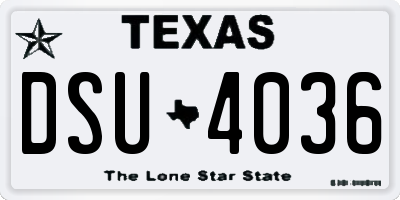 TX license plate DSU4036