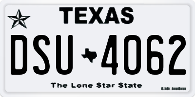 TX license plate DSU4062