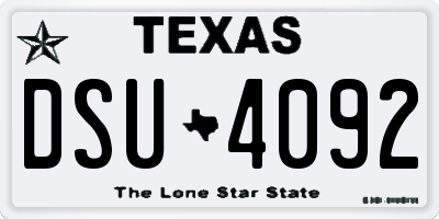 TX license plate DSU4092