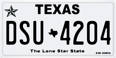 TX license plate DSU4204