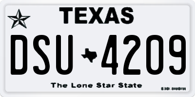 TX license plate DSU4209