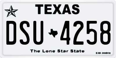 TX license plate DSU4258
