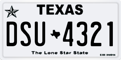 TX license plate DSU4321