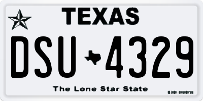TX license plate DSU4329