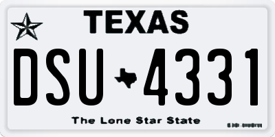 TX license plate DSU4331