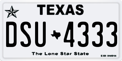 TX license plate DSU4333
