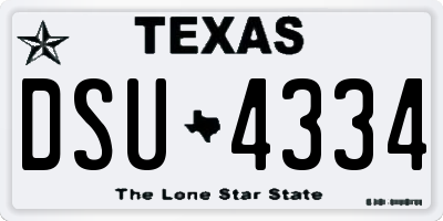 TX license plate DSU4334