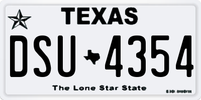 TX license plate DSU4354