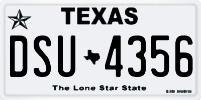 TX license plate DSU4356