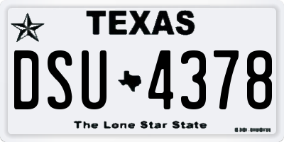 TX license plate DSU4378