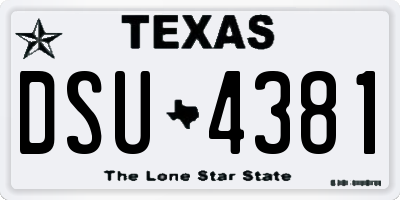 TX license plate DSU4381