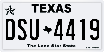 TX license plate DSU4419