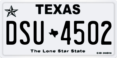 TX license plate DSU4502