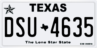 TX license plate DSU4635