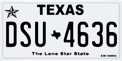 TX license plate DSU4636