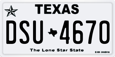 TX license plate DSU4670