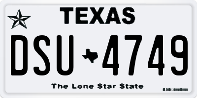 TX license plate DSU4749