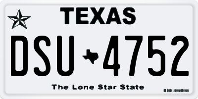 TX license plate DSU4752