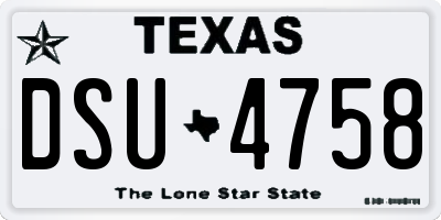 TX license plate DSU4758