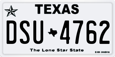 TX license plate DSU4762