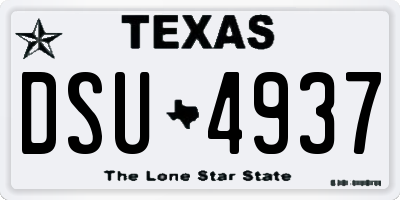 TX license plate DSU4937