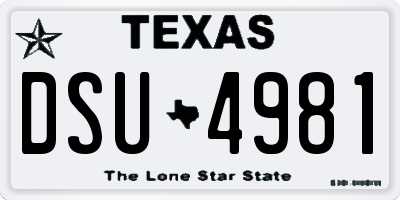 TX license plate DSU4981