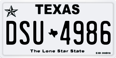 TX license plate DSU4986