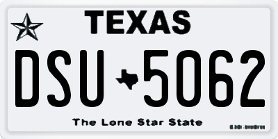 TX license plate DSU5062