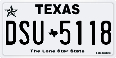 TX license plate DSU5118