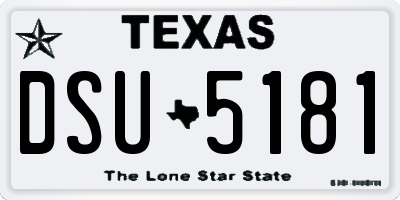 TX license plate DSU5181