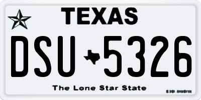 TX license plate DSU5326
