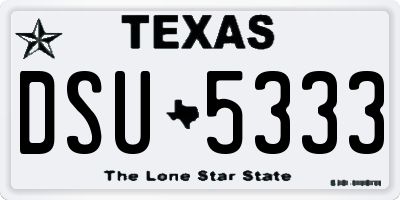 TX license plate DSU5333