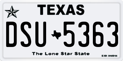 TX license plate DSU5363