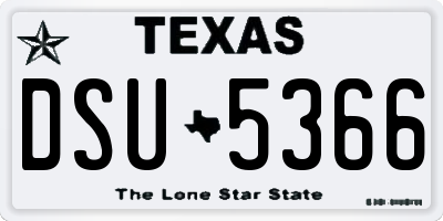 TX license plate DSU5366
