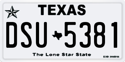 TX license plate DSU5381