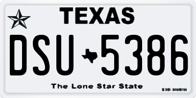 TX license plate DSU5386