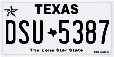 TX license plate DSU5387