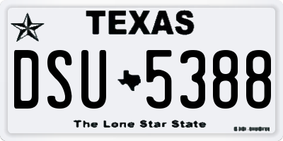 TX license plate DSU5388