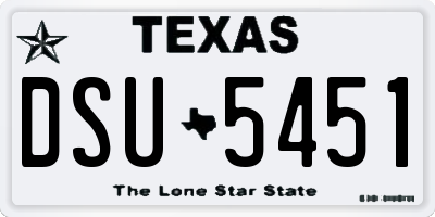 TX license plate DSU5451