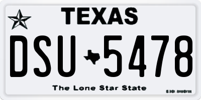 TX license plate DSU5478