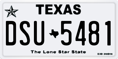TX license plate DSU5481