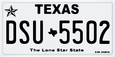 TX license plate DSU5502