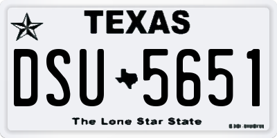 TX license plate DSU5651
